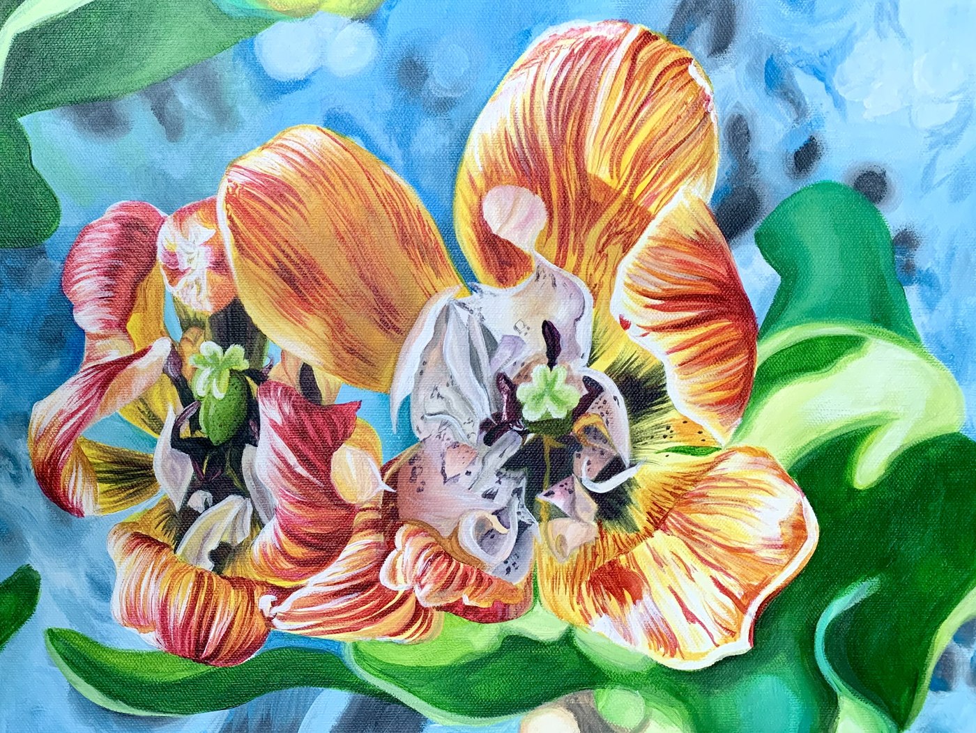 Tropical orchid flower painting, Charming the Sun