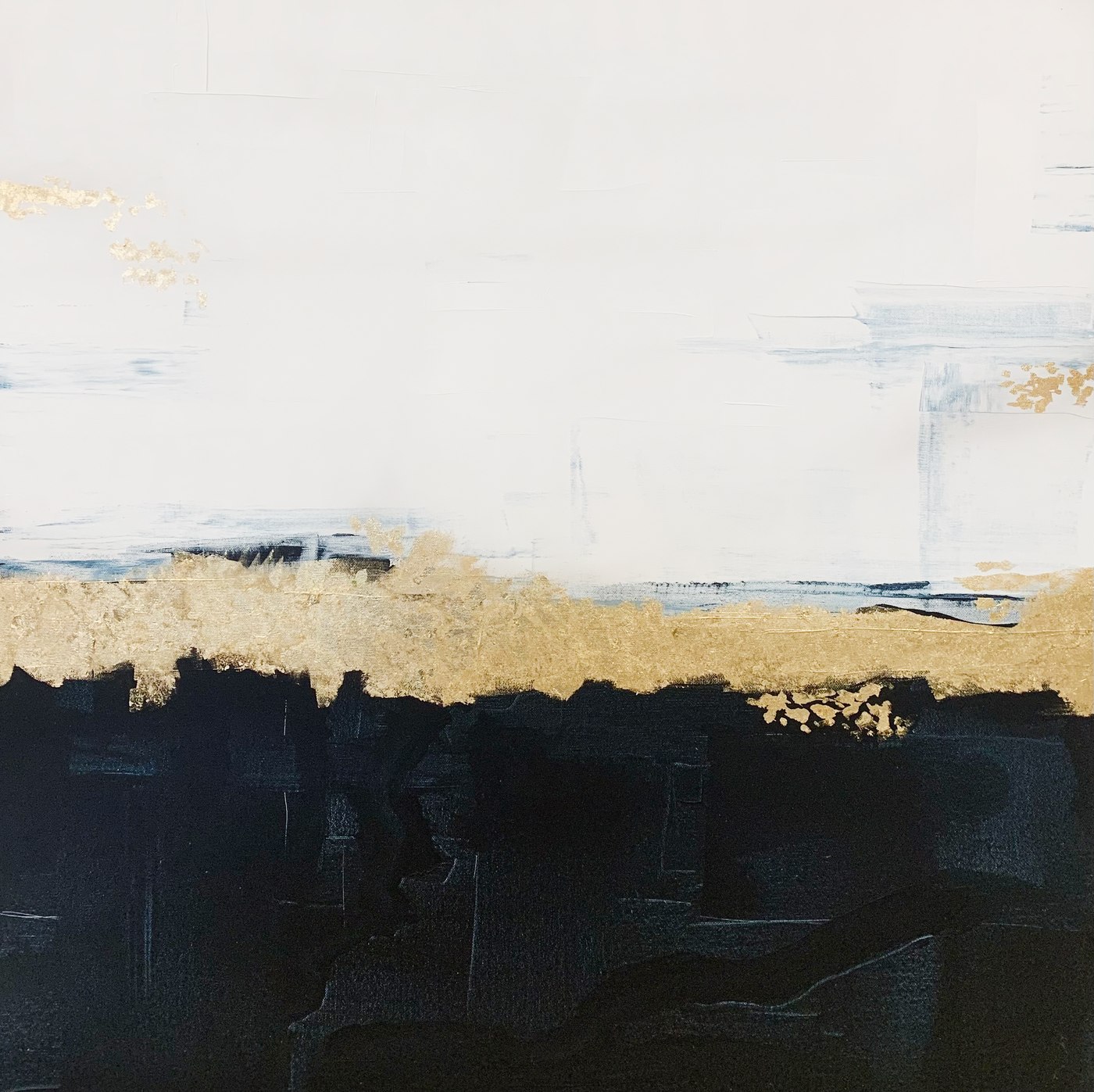 Contrast Duet — gold leaf and black abstract painting