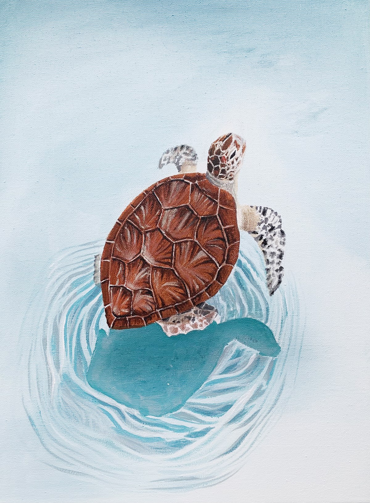 Sea turtle painting, On the Shore