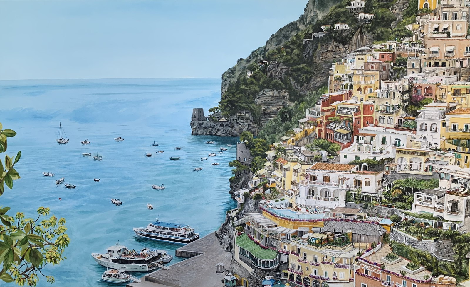 Positano Italy coastal cliffside painting
