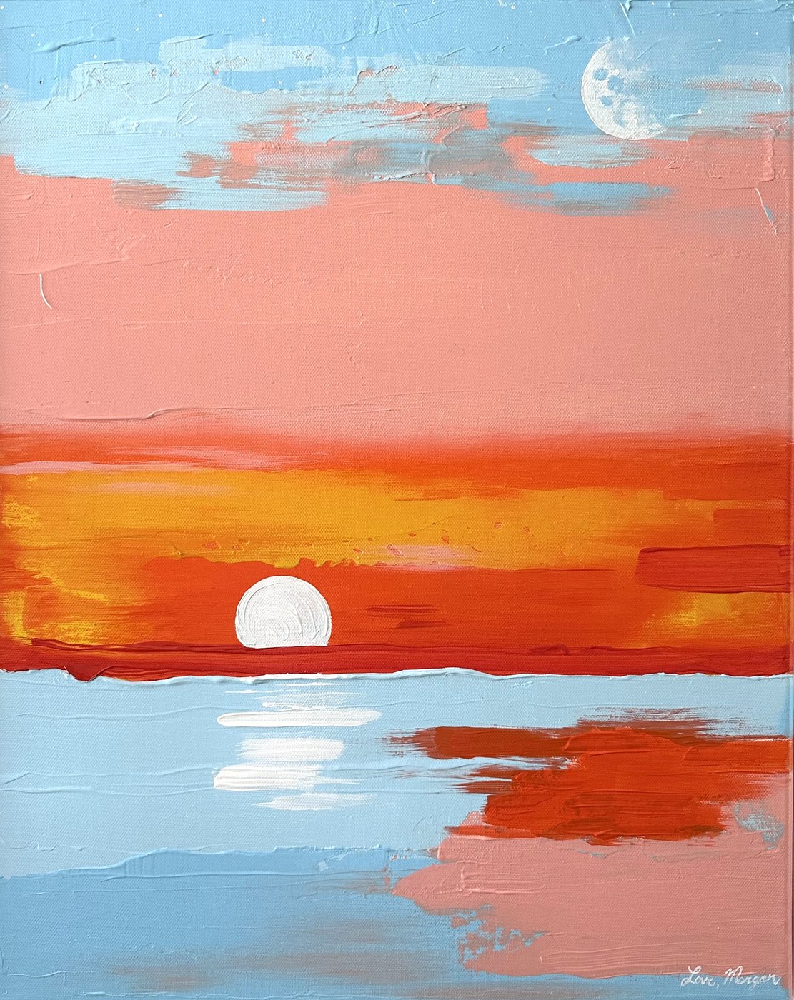 Sun Moon and Stars abstract sunset painting