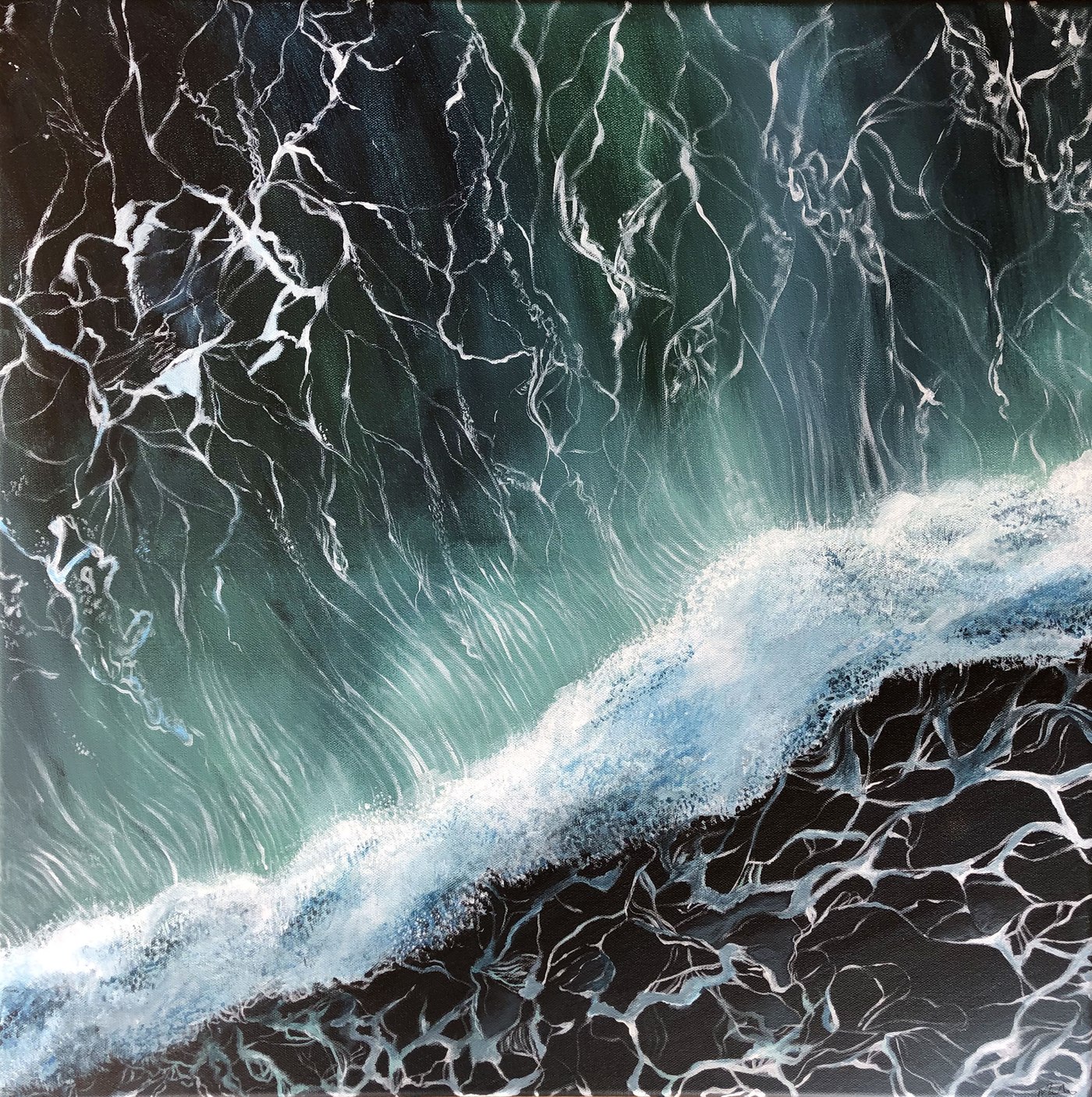 Dramatic ocean wave painting